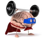 A Brain lifting weights to illustrate importance of exercise for a healthy brain function